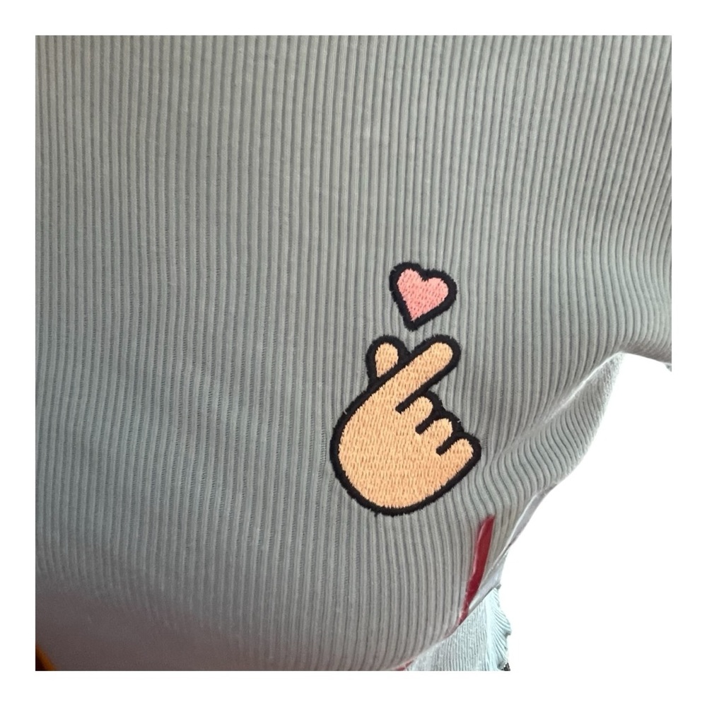 Chic Sage Green Crop Top with Heart Detail - Picture 2 of 5